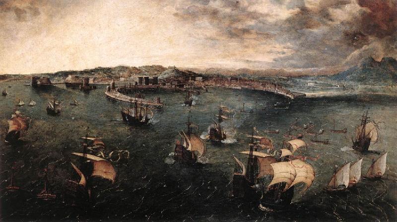 BRUEGEL, Pieter the Elder Naval Battle in the Gulf of Naples fd Sweden oil painting art